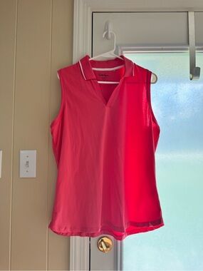 Walter Hagen Sleeveless Polo Top in Bright Pink